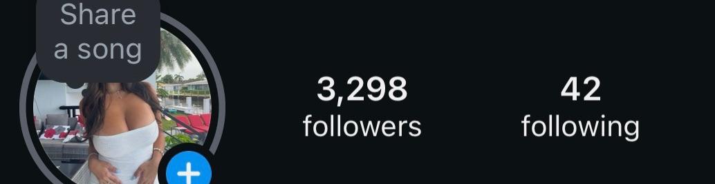 Her Instagram profile on first 7 days, showing 3,298 followers.