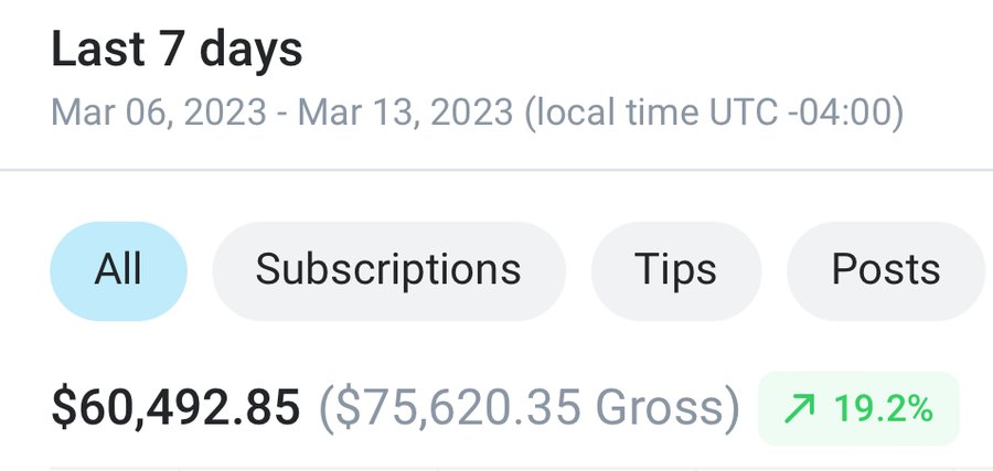 $60,492 net in 7 days — OnlyFans · Statements