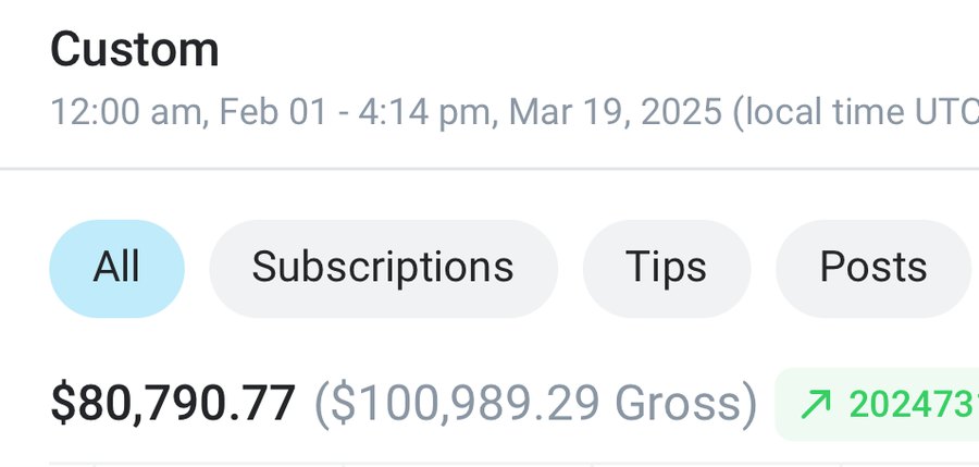 $80,790 net in 47 days — OnlyFans · Statements